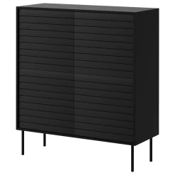 Garnero Arredamenti Credenze Moderne|Madie Moderne-Madia 102x118h cm 4 ante soggiorno nero Wild Nero Opaco