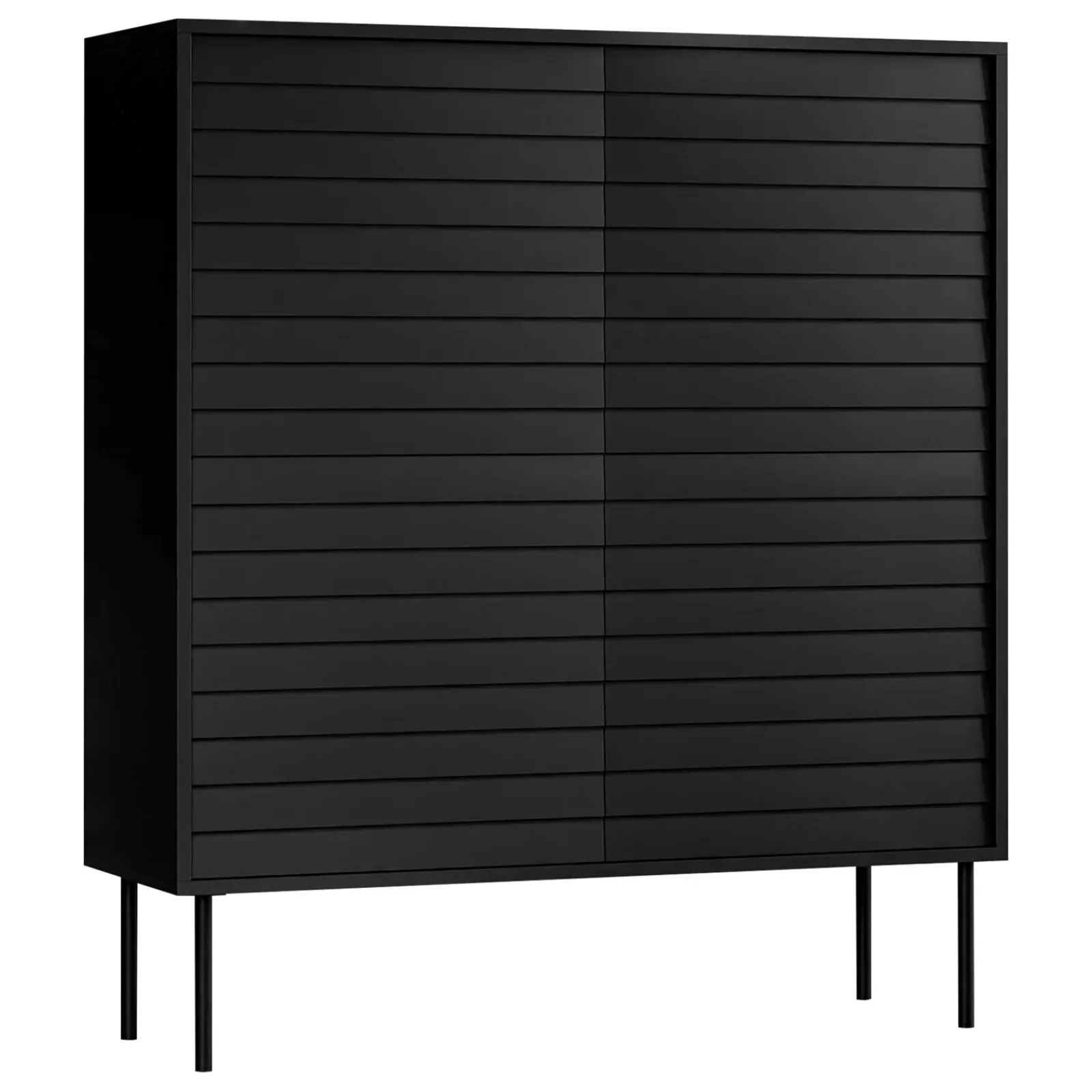 Garnero Arredamenti Credenze Moderne|Madie Moderne-Madia 102x118h cm 4 ante soggiorno nero Wild Nero Opaco