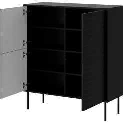 Garnero Arredamenti Credenze Moderne|Madie Moderne-Madia 102x118h cm 4 ante soggiorno nero Wild Nero Opaco