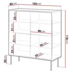 Garnero Arredamenti Credenze Moderne|Madie Moderne-Madia 102x118h cm 4 ante soggiorno nero Wild Nero Opaco