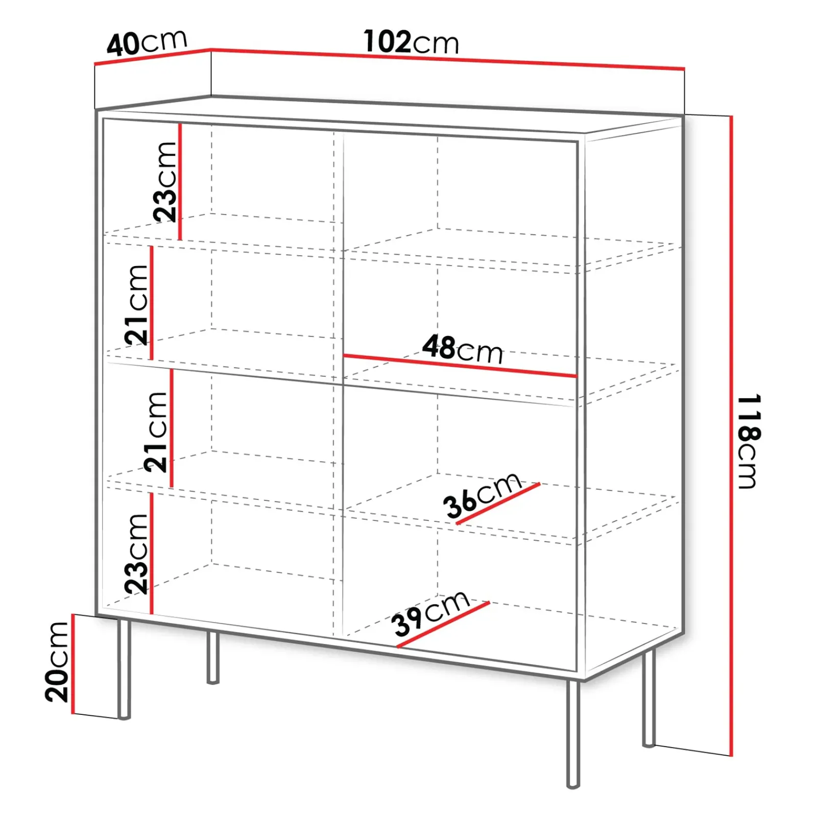 Garnero Arredamenti Credenze Moderne|Madie Moderne-Madia 102x118h cm 4 ante soggiorno nero Wild Nero Opaco