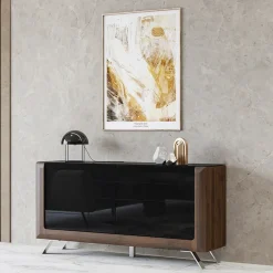 Garnero Arredamenti Madie Moderne|Madie Moderne-Madia 160x81h cm 2 ante soggiorno noce nero lucido Jumbo Nero Lucido - Noce