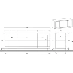 Garnero Arredamenti Credenze Moderne|Madie Moderne-Madia 207x80h cm 4 ante soggiorno antracite rovere scuro Savoy