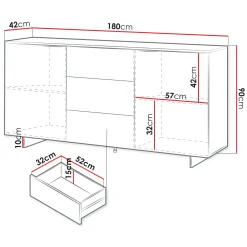 Garnero Arredamenti Credenze Moderne|Madie Moderne-Madia 180x90h cm 2 ante soggiorno grigio Stone