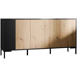 Garnero Arredamenti Credenze Moderne|Madie Moderne-Madia 151x74h cm 3 ante soggiorno rovere nero Duble