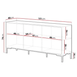 Garnero Arredamenti Credenze Moderne|Madie Moderne-Madia 151x74h cm 3 ante soggiorno rovere nero Duble