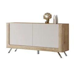 Garnero Arredamenti Madie Moderne|Madie Moderne-Madia 160x81h cm 2 ante soggiorno rovere tortora lucido Jumbo Tortora - Rovere