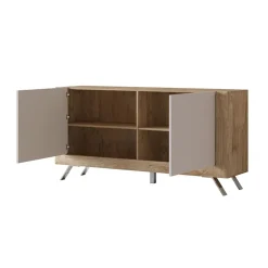 Garnero Arredamenti Madie Moderne|Madie Moderne-Madia 160x81h cm 2 ante soggiorno rovere tortora lucido Jumbo Tortora - Rovere