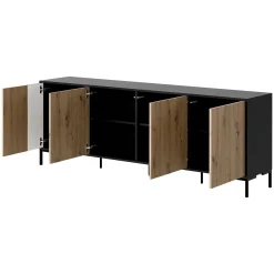 Garnero Arredamenti Credenze Moderne|Madie Moderne-Madia 200x74h cm 4 ante soggiorno rovere nero Duble