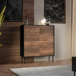 Garnero Arredamenti Credenze Moderne|Madie Moderne-Madia 102x118h cm 4 ante soggiorno noce nero Wild Noce - Nero opaco
