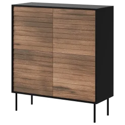 Garnero Arredamenti Credenze Moderne|Madie Moderne-Madia 102x118h cm 4 ante soggiorno noce nero Wild Noce - Nero opaco