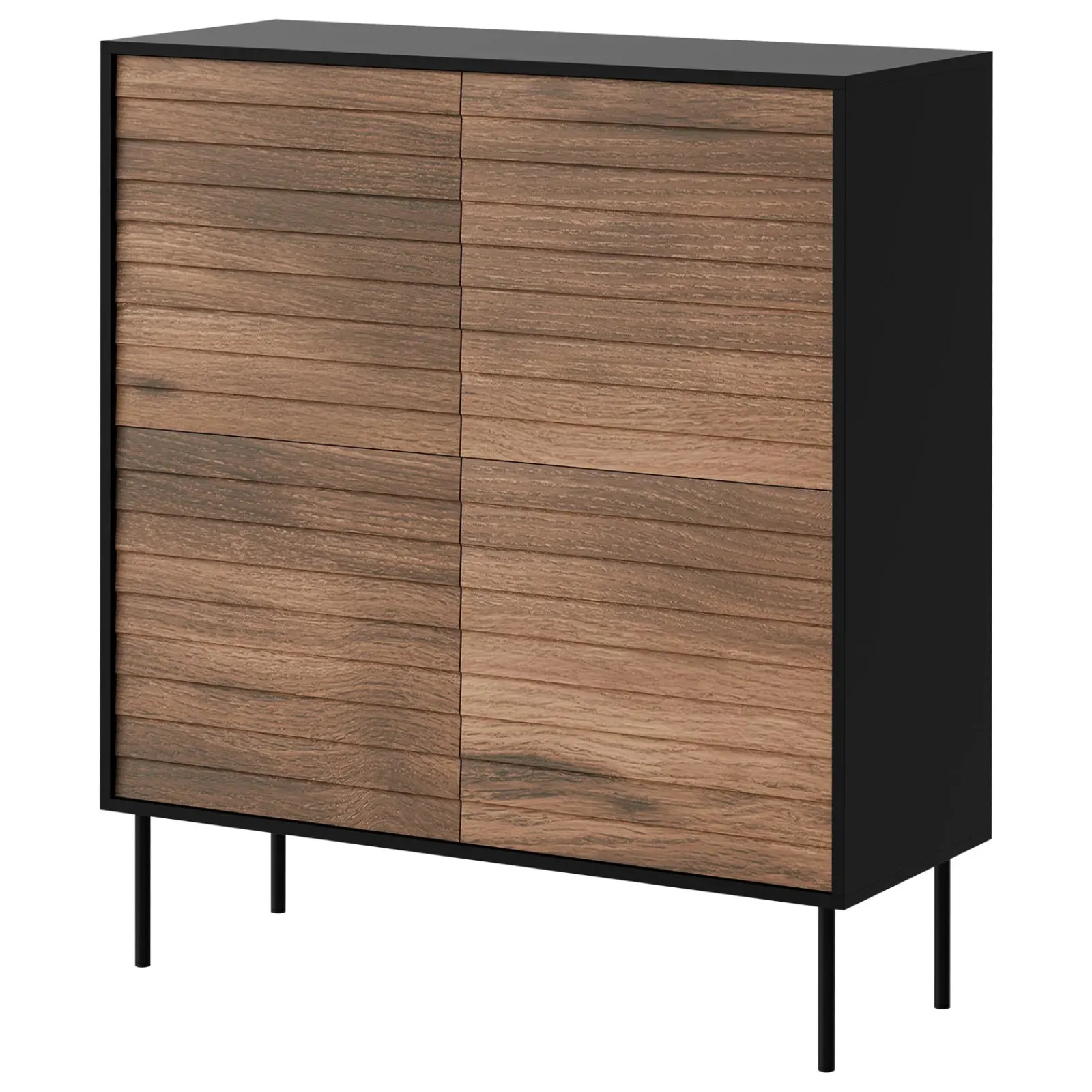Garnero Arredamenti Credenze Moderne|Madie Moderne-Madia 102x118h cm 4 ante soggiorno noce nero Wild Noce - Nero opaco