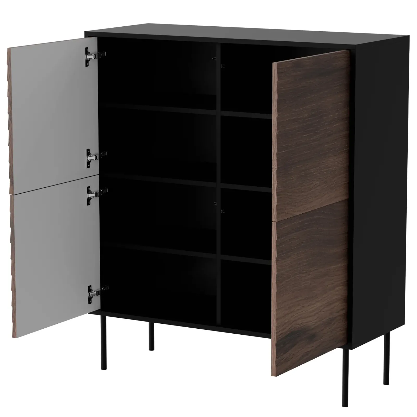 Garnero Arredamenti Credenze Moderne|Madie Moderne-Madia 102x118h cm 4 ante soggiorno noce nero Wild Noce - Nero opaco