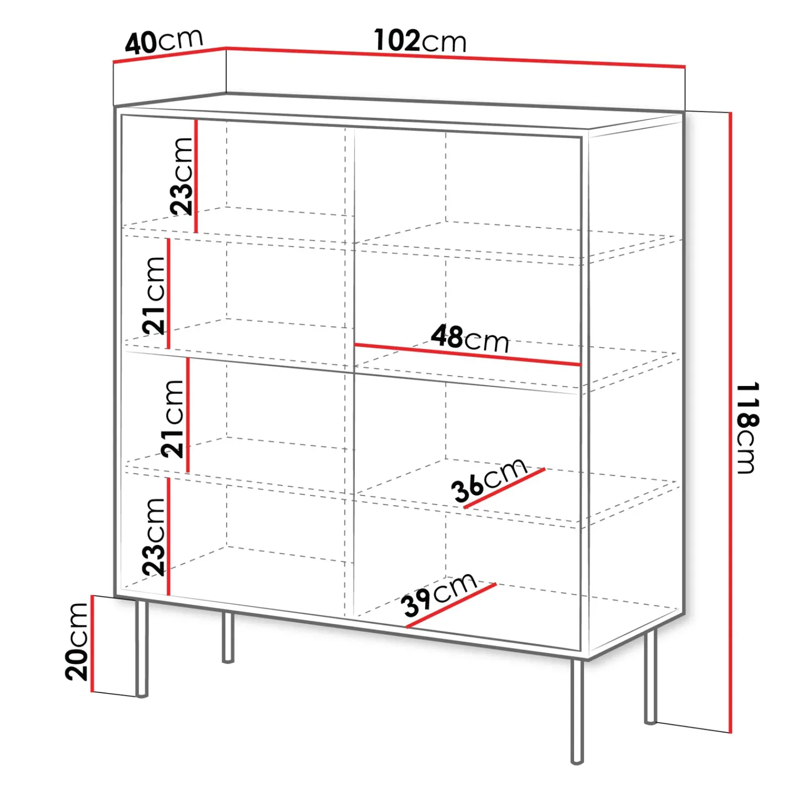 Garnero Arredamenti Credenze Moderne|Madie Moderne-Madia 102x118h cm 4 ante soggiorno noce nero Wild Noce - Nero opaco