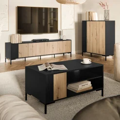 Garnero Arredamenti Credenze Moderne|Madie Moderne-Madia 100x129h cm 2 ante soggiorno rovere nero Duble