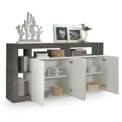 Garnero Arredamenti Credenze Moderne|Madie Moderne-Madia 184x93h cm 4 ante soggiorno bianco lucido ossido Invictus Ossido - Bianco Lucido