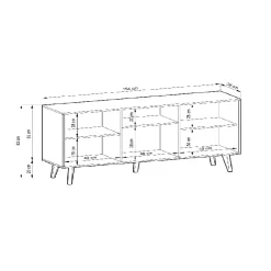 Garnero Arredamenti Madie Moderne|Madie Moderne-Madia 154x83h cm 3 ante soggiorno design rovere cannettato nero Tonk