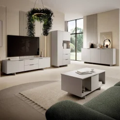 Garnero Arredamenti Credenze Moderne|Madie Moderne-Madia 180x90h cm 3 ante soggiorno grigio Stone