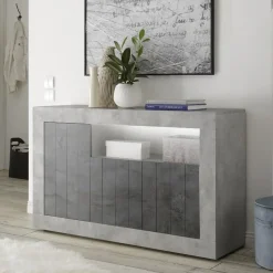 Garnero Arredamenti Credenze Moderne|Madie Moderne-Madia 138x86h cm 3 ante soggiorno cemento ossido Florena Ossido - Cemento