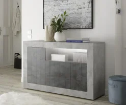 Garnero Arredamenti Credenze Moderne|Madie Moderne-Madia 138x86h cm  3 ante soggiorno cemento ossido Florena Ossido - Cemento