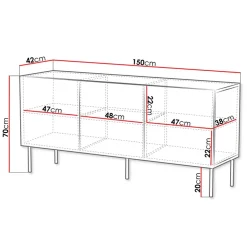 Garnero Arredamenti Credenze Moderne|Madie Moderne-Madia 150x70h cm 3 antenoce scuro con frontali serigrafati Savanna