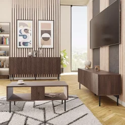 Garnero Arredamenti Credenze Moderne|Madie Moderne-Madia 150x70h cm 3 antenoce scuro con frontali serigrafati Savanna