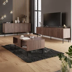 Garnero Arredamenti Credenze Moderne|Madie Moderne-Madia 150x70h cm 3 antenoce scuro con frontali serigrafati Savanna