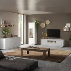 Garnero Arredamenti Credenze Moderne|Madie Moderne-Madia 180x80h cm 3 cassetti 2 ante moderna Deluxe Bianco Opaco