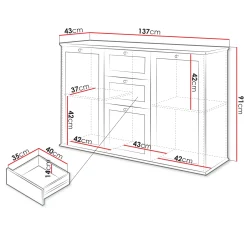 Garnero Arredamenti Credenze Moderne|Madie Moderne-Madia 137x91h cm 2 cassetti 3 ante moderna bianco rovere Relaxio