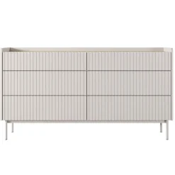 Garnero Arredamenti Madie Moderne|Madie Moderne-Madia 153x82h cm 6 cassetti beige cannettato rovere Fioca