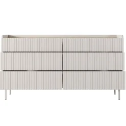 Garnero Arredamenti Madie Moderne|Madie Moderne-Madia 153x82h cm 6 cassetti beige cannettato rovere Fioca