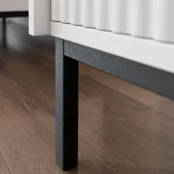 Garnero Arredamenti Credenze Moderne|Madie Moderne-Madia 153x90h cm 3 cassetti design cannettato bianco Strike Bianco Opaco