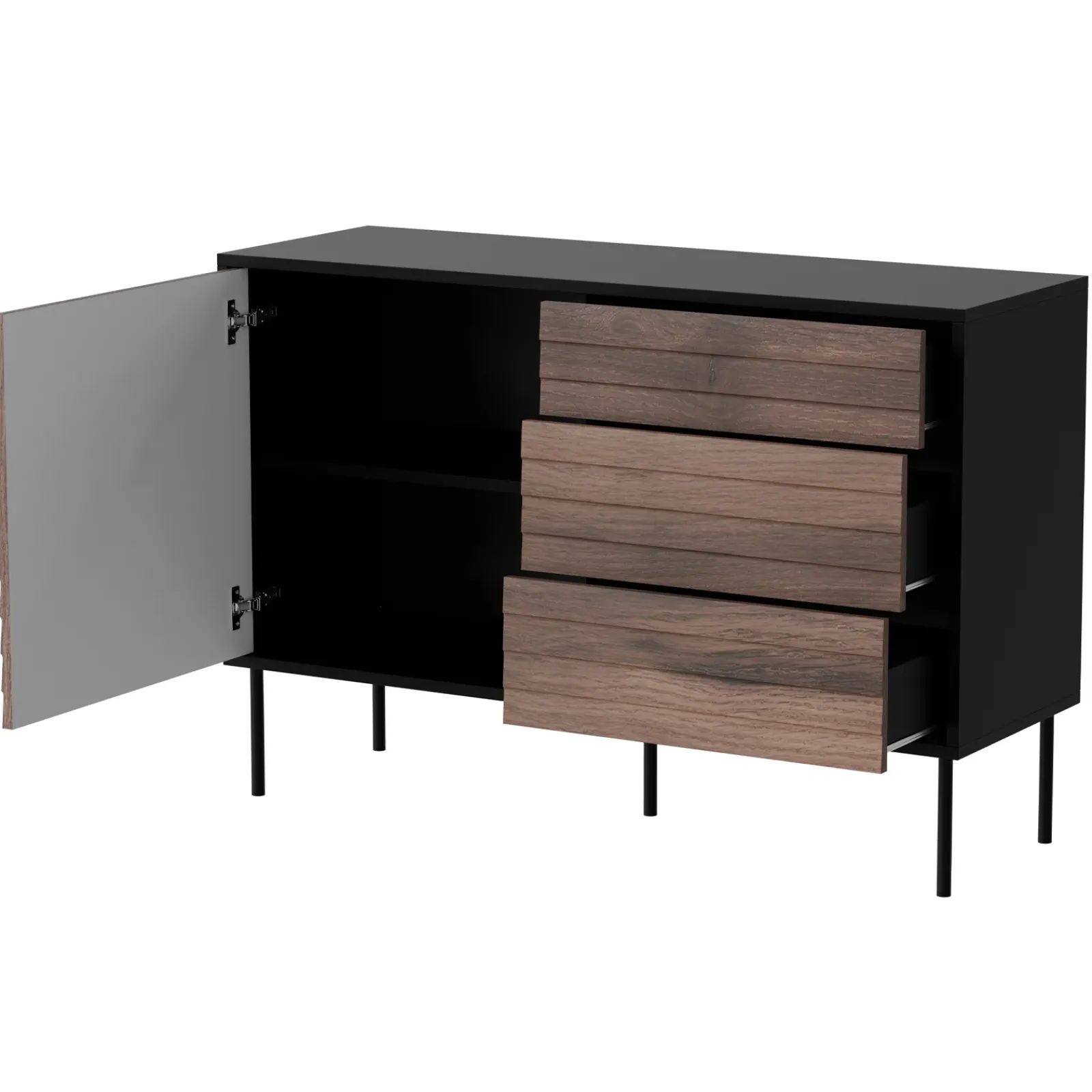 Garnero Arredamenti Credenze Moderne|Madie Moderne-Madia 120x81h cm 3 cassetti moderna noce nero Wild Noce - Nero opaco