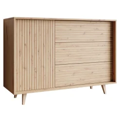 Garnero Arredamenti Credenze Moderne|Madie Moderne-Madia 120x84h cm 3 cassetti rustica design cannettato rovere Branch