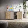Garnero Arredamenti Madie Moderne|Madie Moderne-Madia 160x86h cm moderna 3 ante 2 vani soggiorno rovere chiaro beige Silka