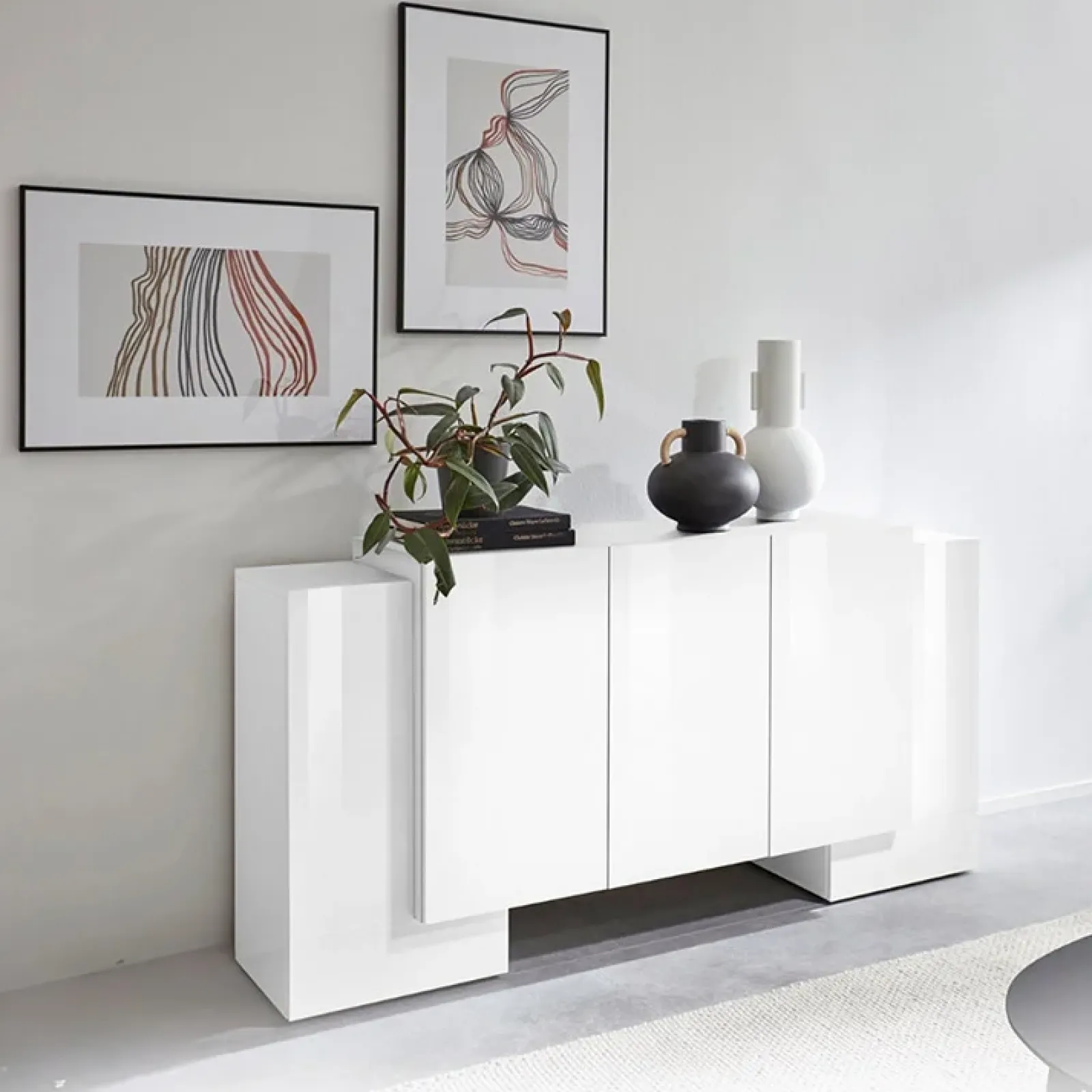 Garnero Arredamenti Madie Moderne|Madie Moderne-Madia 170x85h cm moderna Akoya Bianco Lucido