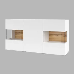 Garnero Arredamenti Credenze Moderne|Madie Moderne-Madia 120x62h cm moderna bianco rovere Fusion Bianco Opaco