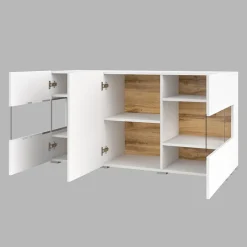 Garnero Arredamenti Credenze Moderne|Madie Moderne-Madia 120x62h cm moderna bianco rovere Fusion Bianco Opaco