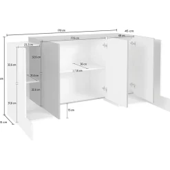 Garnero Arredamenti Madie Moderne|Madie Moderne-Madia 130x85h cm moderna bianco lucido rovere chiaro Akoya Bianco Lucido - Rovere Rustico