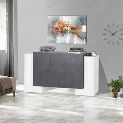 Garnero Arredamenti Madie Moderne|Madie Moderne-Madia 170x85h cm moderna bianco lucido ossido Akoya Ossido - Bianco Lucido