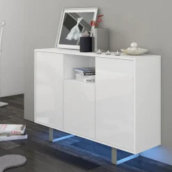 Garnero Arredamenti Credenze Moderne|Madie Moderne-Madia 120x90h cm moderna bianco opaco e lucido Kelli Gihome® Bianco Lucido - Bianco Lucido