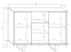 Garnero Arredamenti Credenze Moderne|Madie Moderne-Madia 120x90h cm moderna bianco opaco e lucido Kelli Gihome® Bianco Lucido - Bianco Lucido