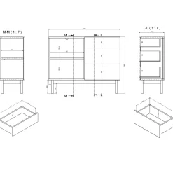 Garnero Arredamenti Credenze Moderne|Madie Moderne-Madia 106x84h cm moderna design cannettato rovere Colby