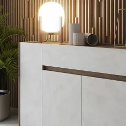 Garnero Arredamenti Credenze Moderne|Madie Moderne-Madia 170x85h cm moderna design noce bianco spatolato Gib Bianco - Noce