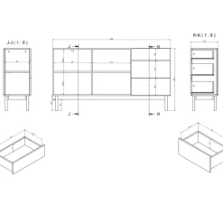 Garnero Arredamenti Credenze Moderne|Madie Moderne-Madia 159x84h cm moderna design cannettato rovere Colby