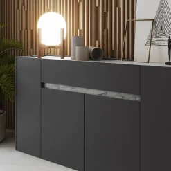 Garnero Arredamenti Credenze Moderne|Madie Moderne-Madia 170x85h cm moderna design antracite marmo Gib Antracite - Marmo bianco