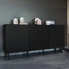 Garnero Arredamenti Credenze Moderne|Madie Moderne-Madia 156x76h cm moderna design cannettato nero Flippo