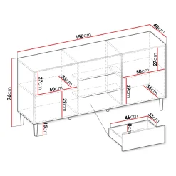 Garnero Arredamenti Credenze Moderne|Madie Moderne-Madia 156x76h cm moderna design cannettato nero Flippo