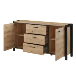 Garnero Arredamenti Madie Moderne|Madie Moderne-Madia 180x91h cm moderna industrial quercia nero opaco Neive