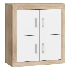 Garnero Arredamenti Credenze Moderne|Madie Moderne-Madia 90x100h cm moderna rovere bianco lucido Ester Gihome® Bianco Lucido - Rovere